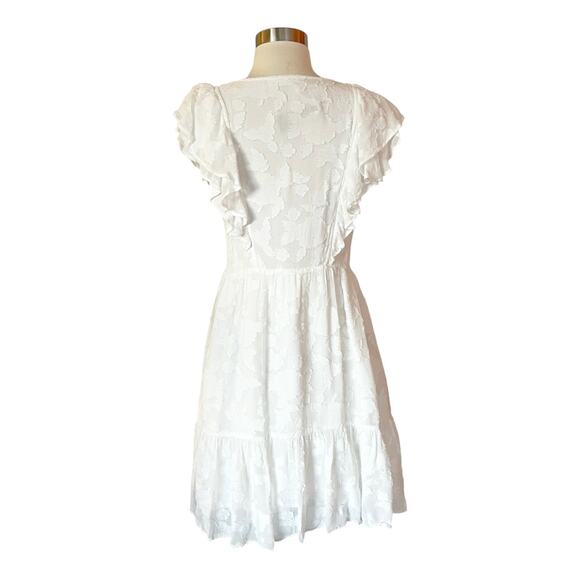 ROLLER RABBIT Ondine Dress White Floral White Cotton Silk Ruffles Small NEW - Picture 2 of 7